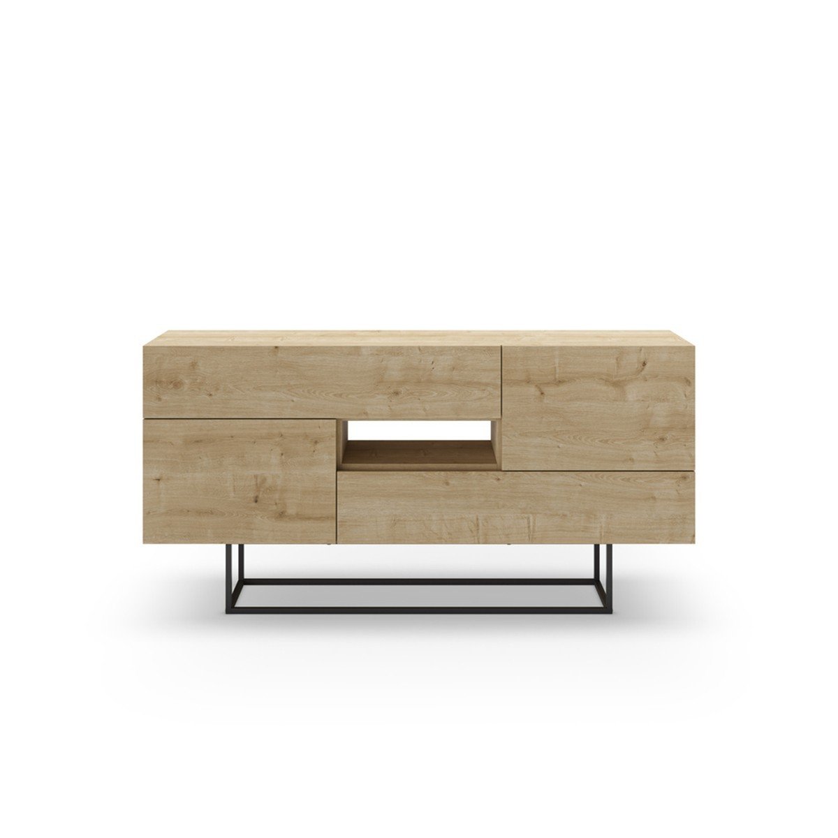 Buffet 2 portes, 2 tiroirs et 1 niche avec pieds en métal L145 cm