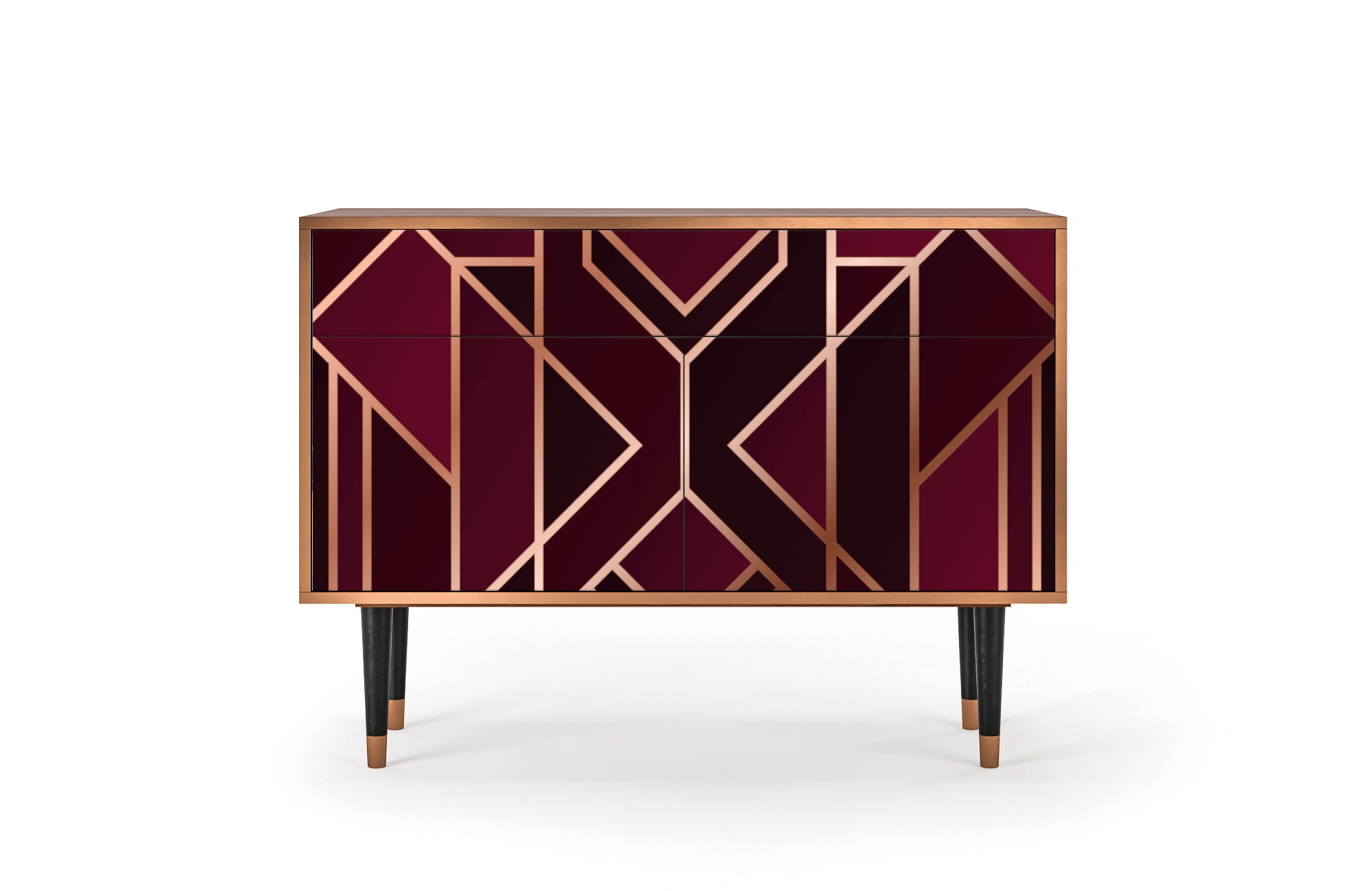 Buffet  bordeaux 2 tiroirs et 2 portes L 115 cm
