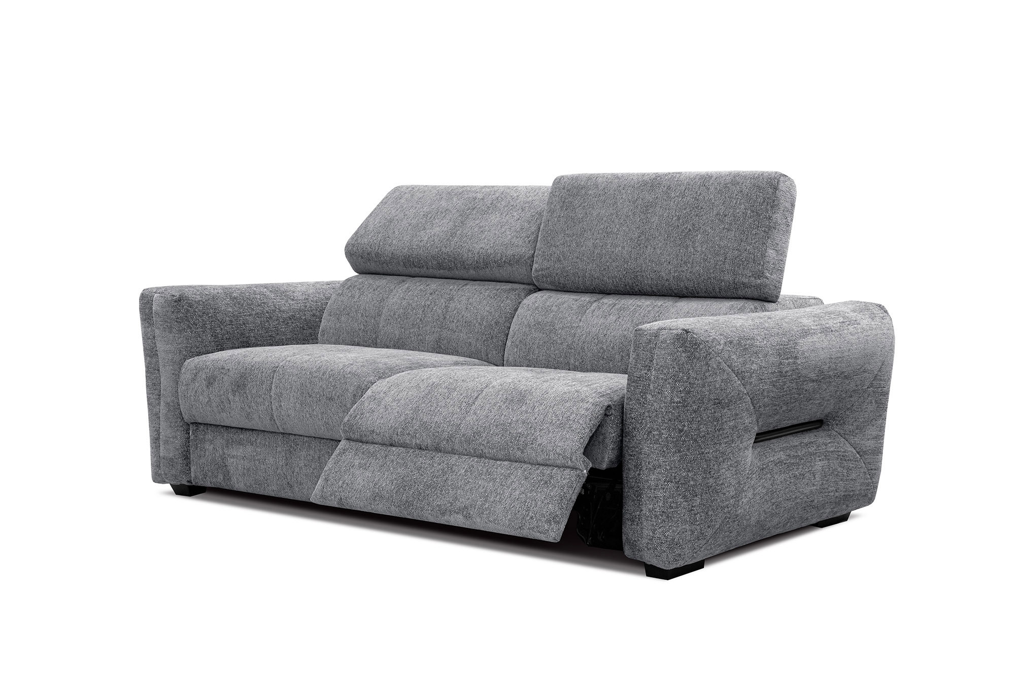 Canapé 3 places avec une relax électrique à droit tissu gris moyen