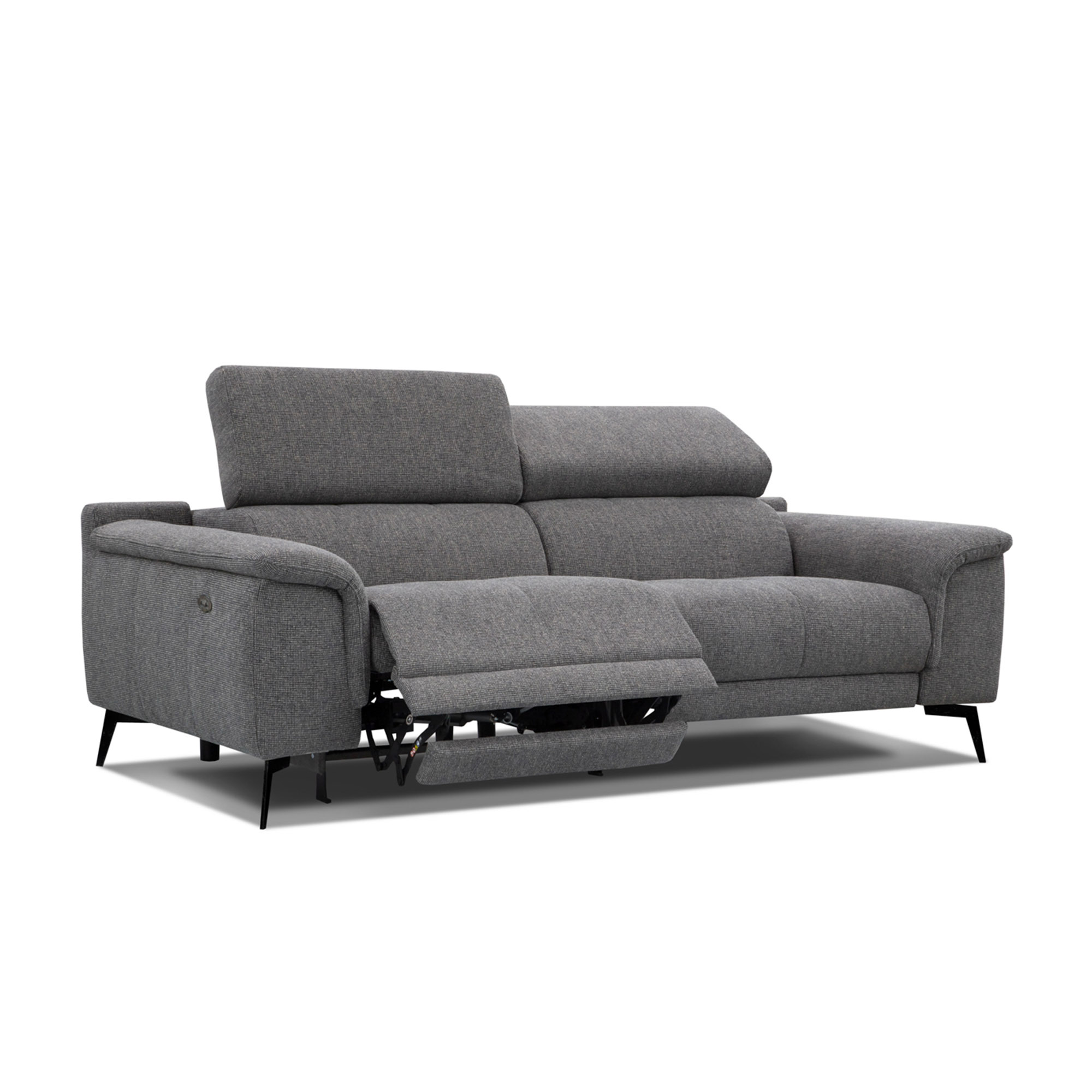 Canapé 3 places XXL avec relax électrique côté gauche tissu gris foncé