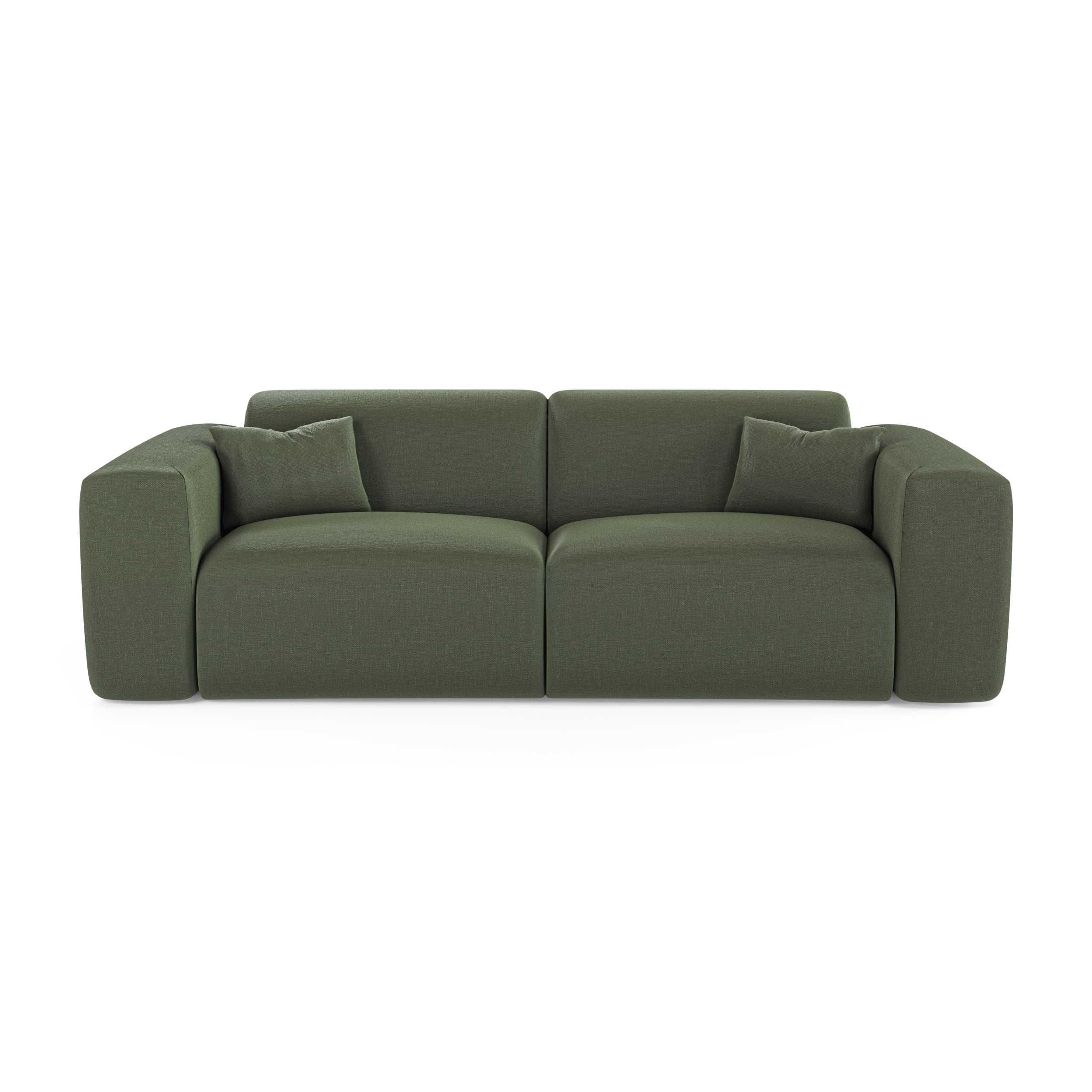 Canapé convertible express dunlopillo 160cm tissu tramé vert olive