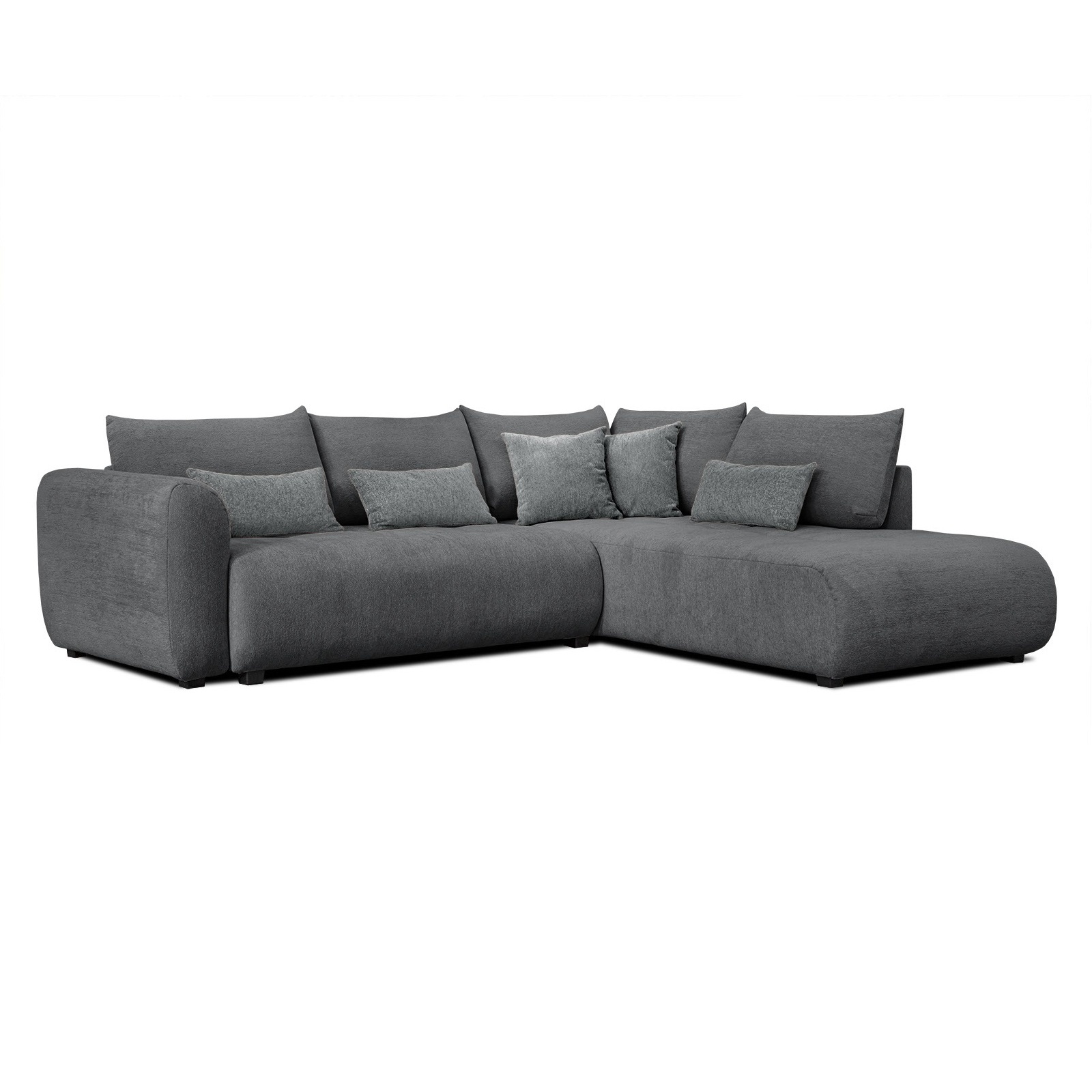 Canapé d&rsquo;angle droit 5 places noir avec le couchage