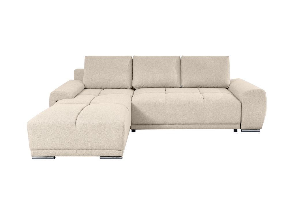 Canapé d’angle gauche 3 places convertible avec coffre – Tissu Beige