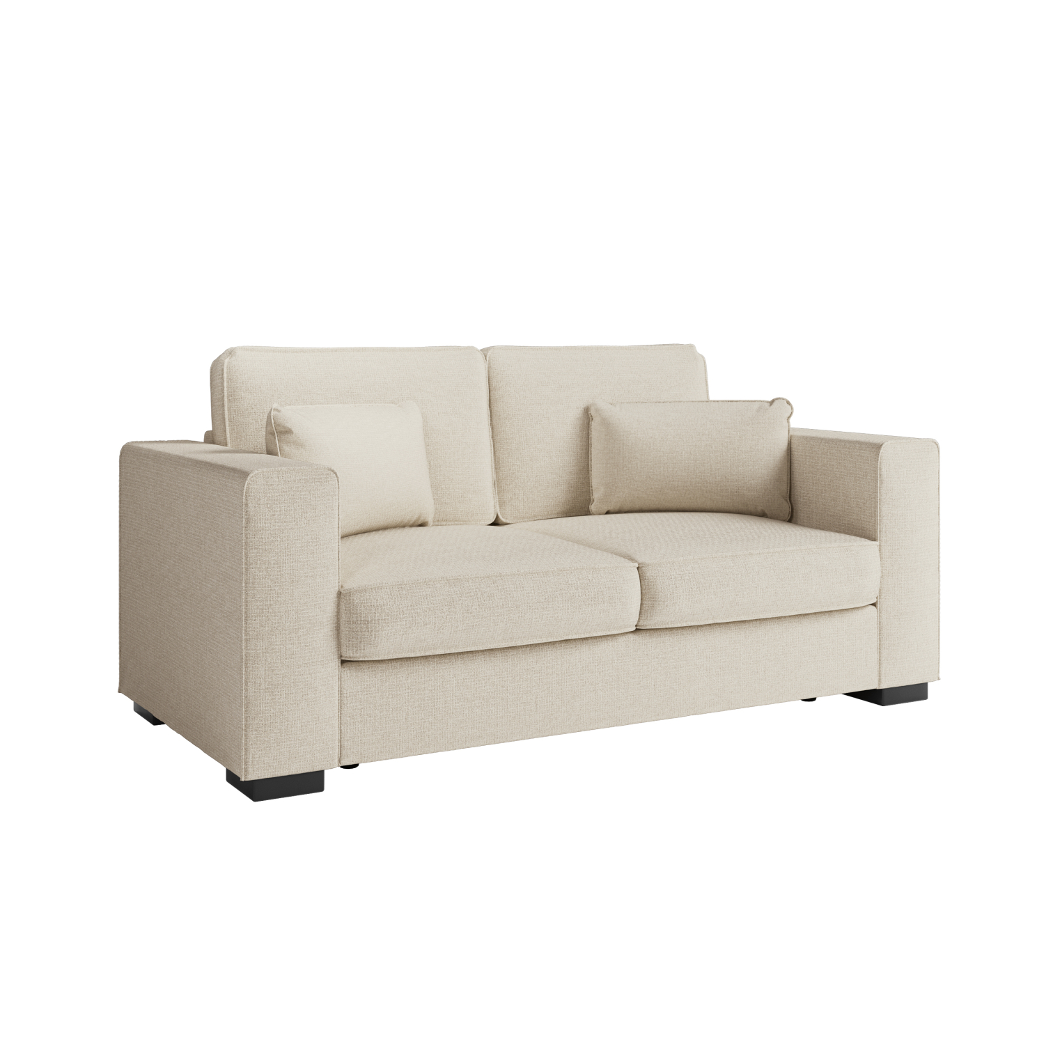 Canapé droit fixe 2 places en tissu – Beige