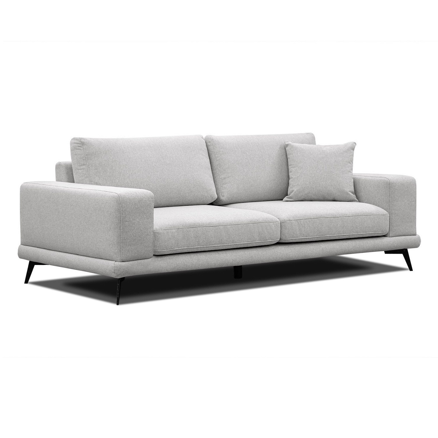 Canapé droit XXL 3 places tissu gris argenté