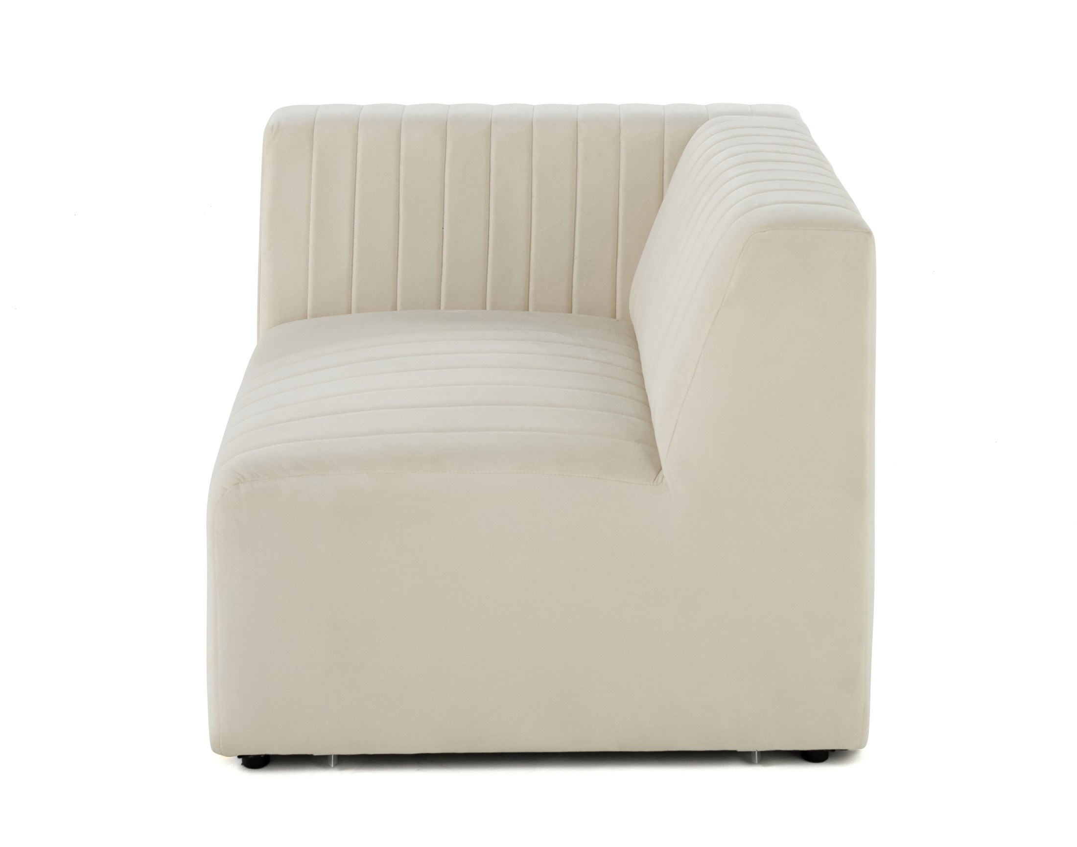 Canapé modulable 1 places angle gauche en velours beige