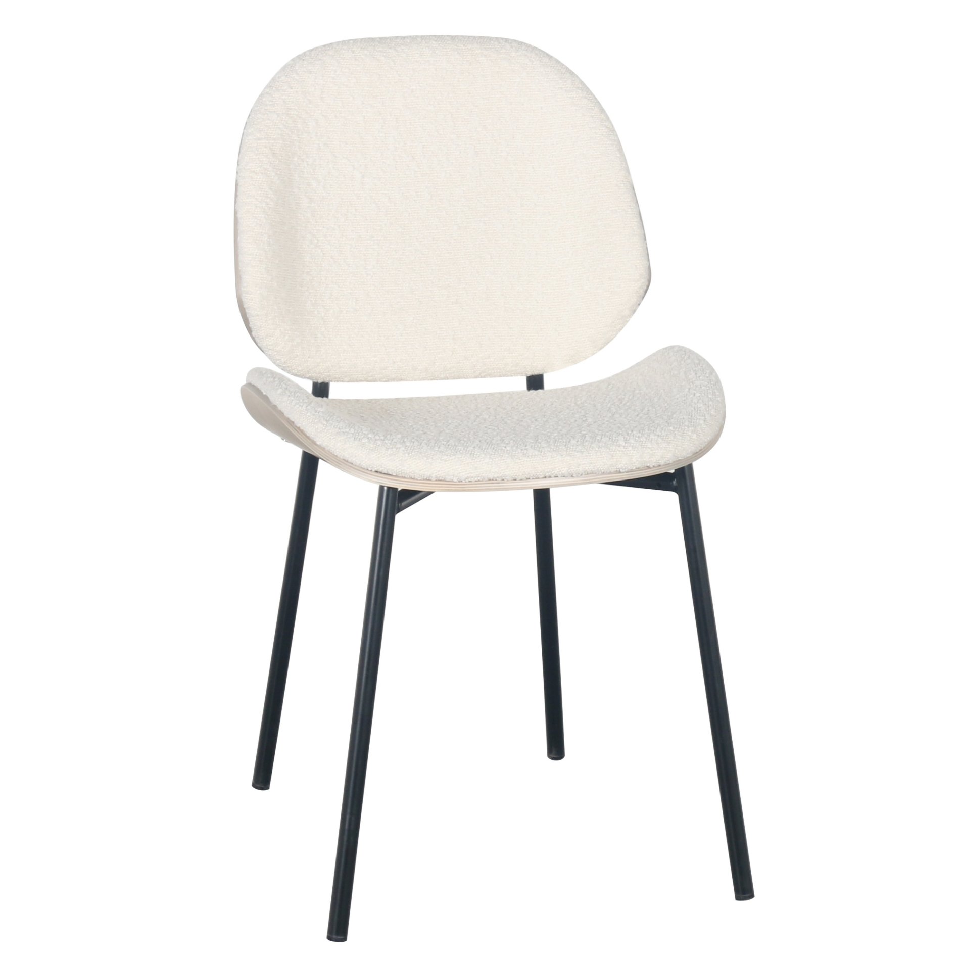 Chaise rembourrée bouclée blanc/chêne