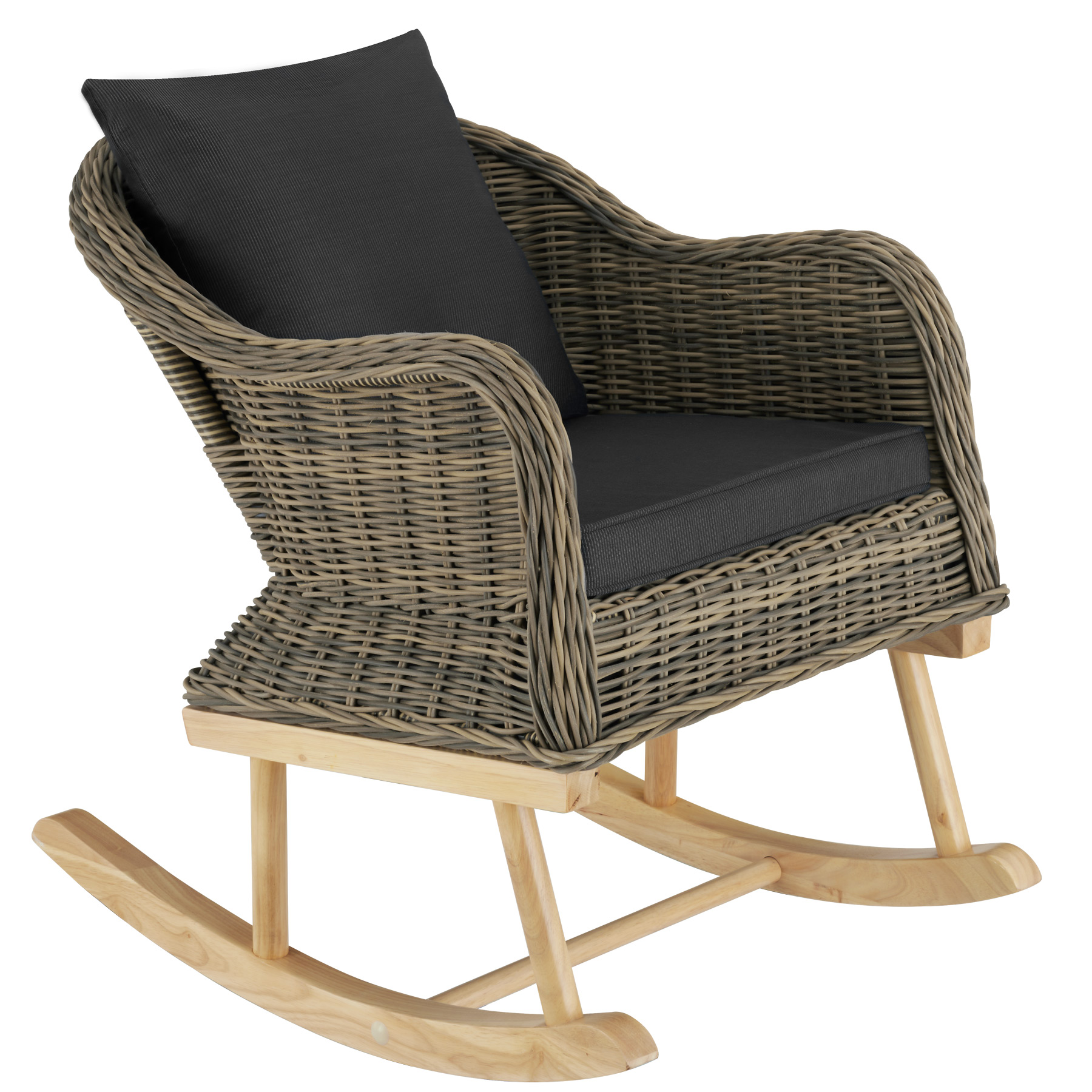 Fauteuil à bascule en rotin cadre aluminium Rembourrage épais marron