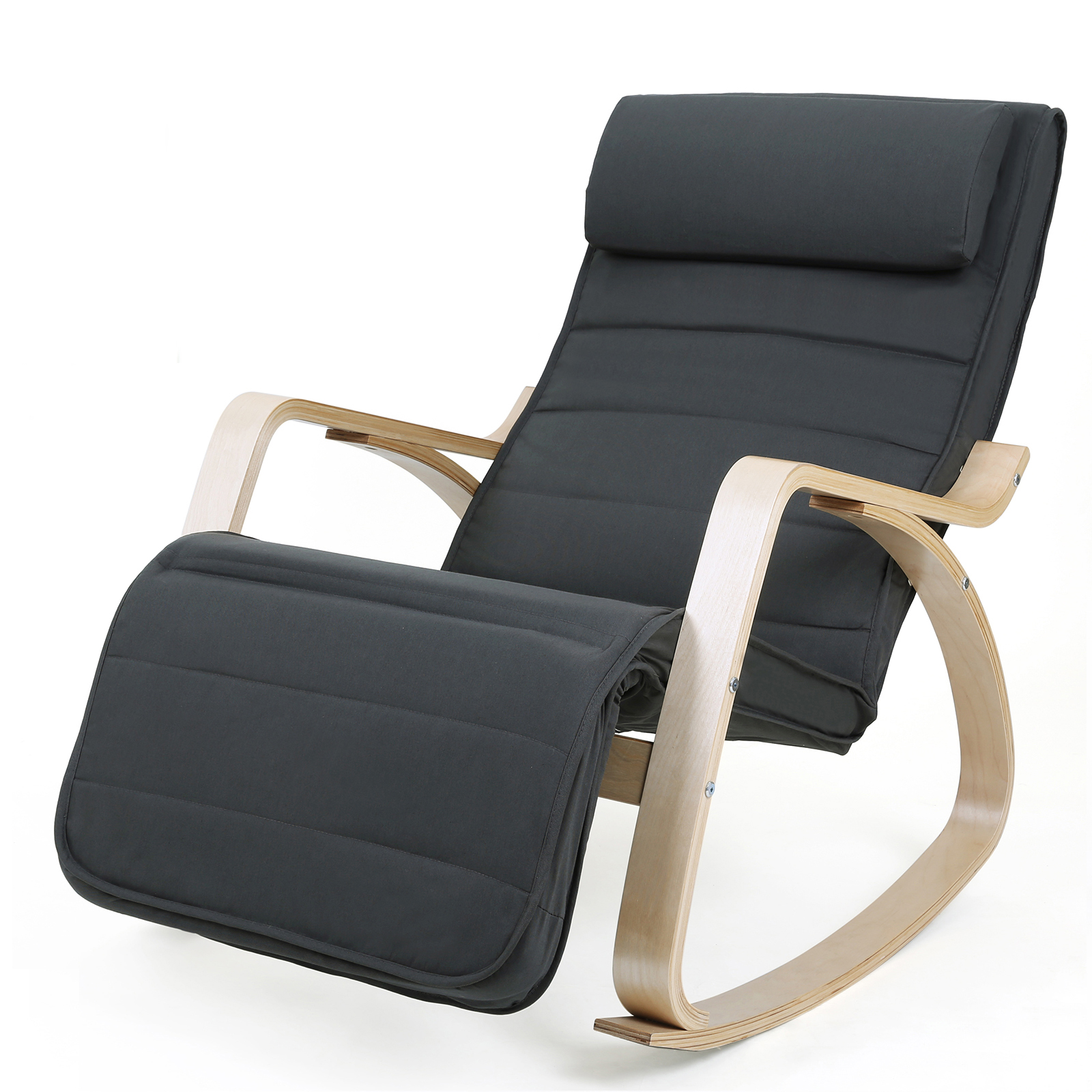 Fauteuil à bascule moderne tissu bois gris foncé