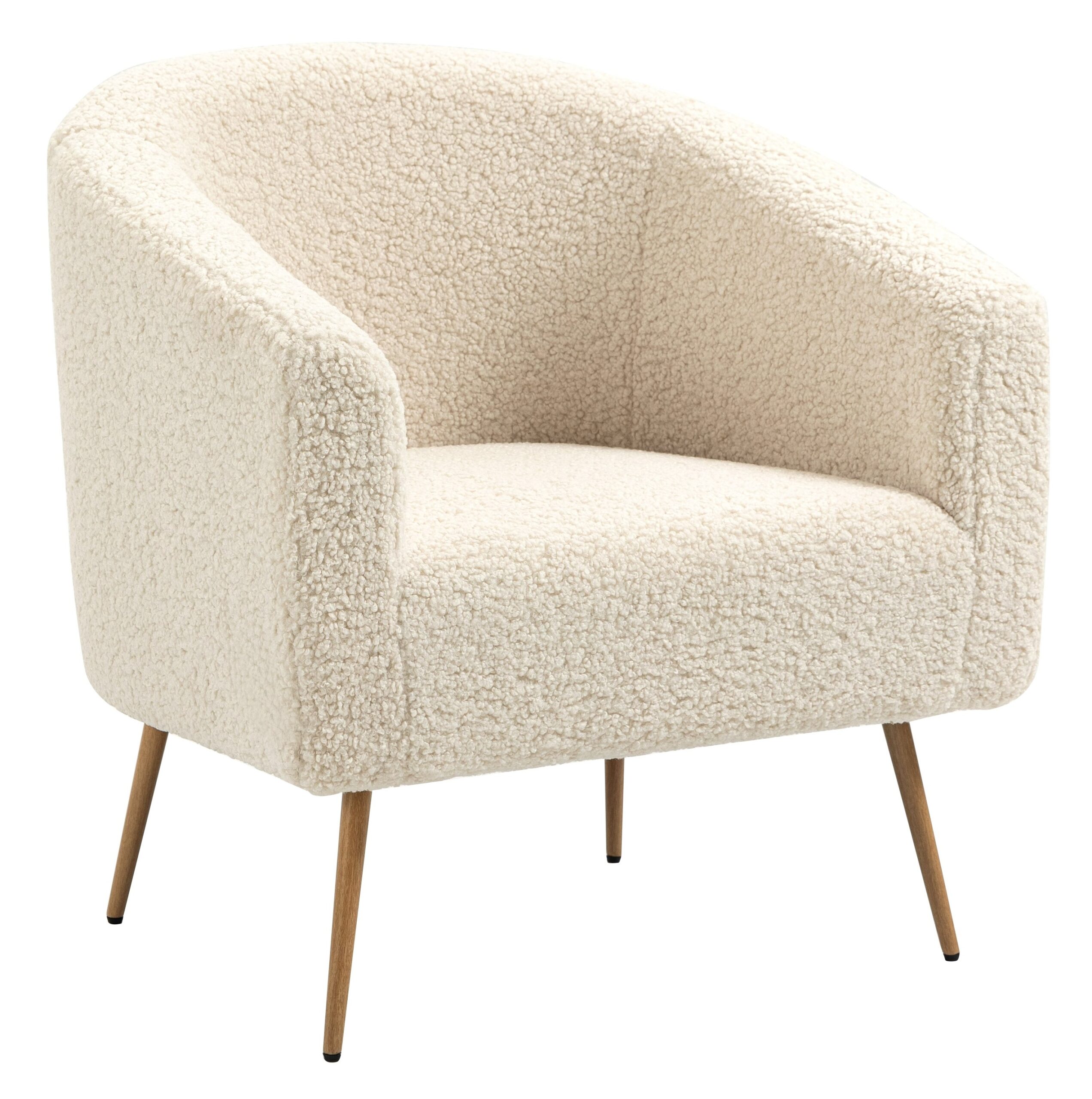 Fauteuil de salon en métal et bouclettes blanches