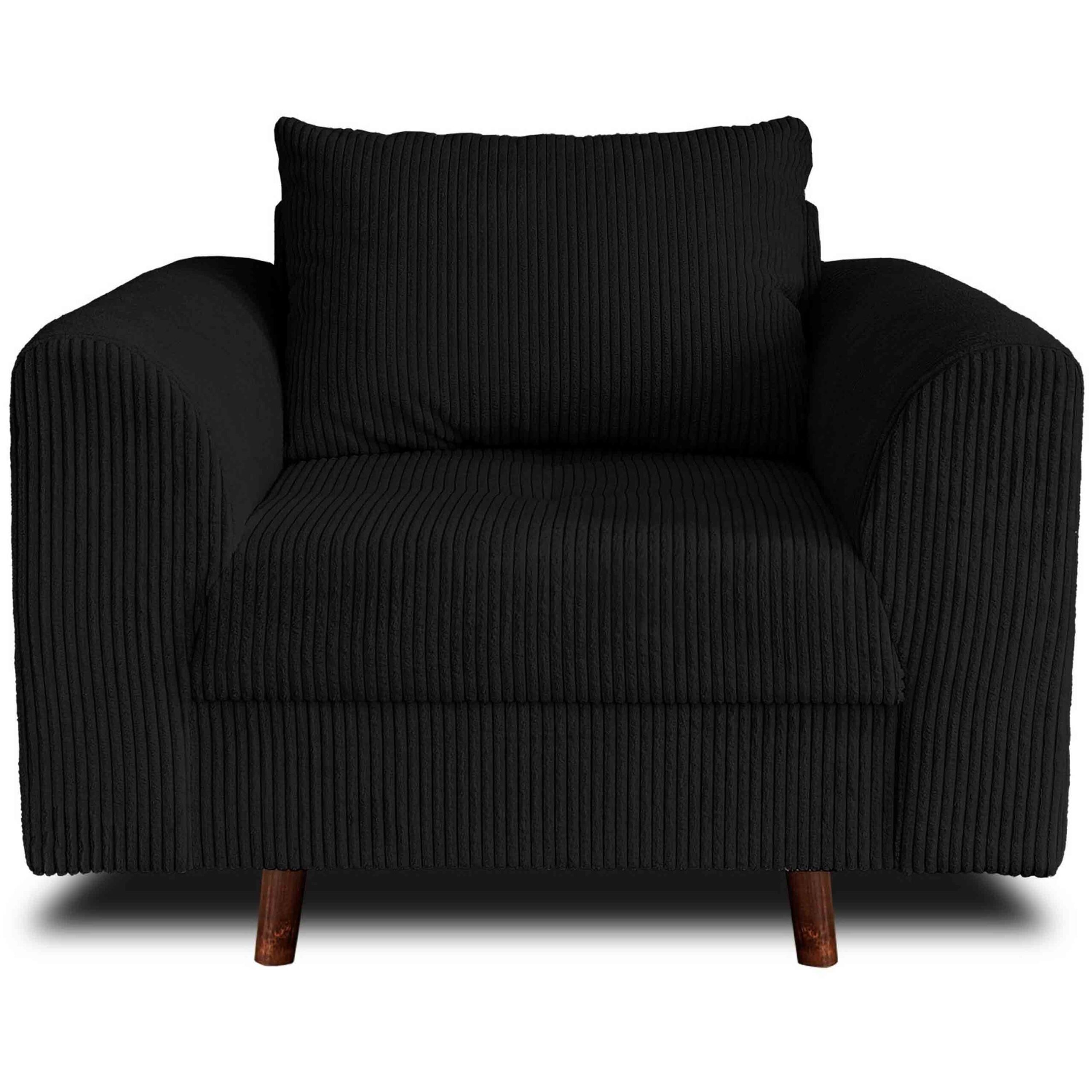 Fauteuil en velours côtelé noir