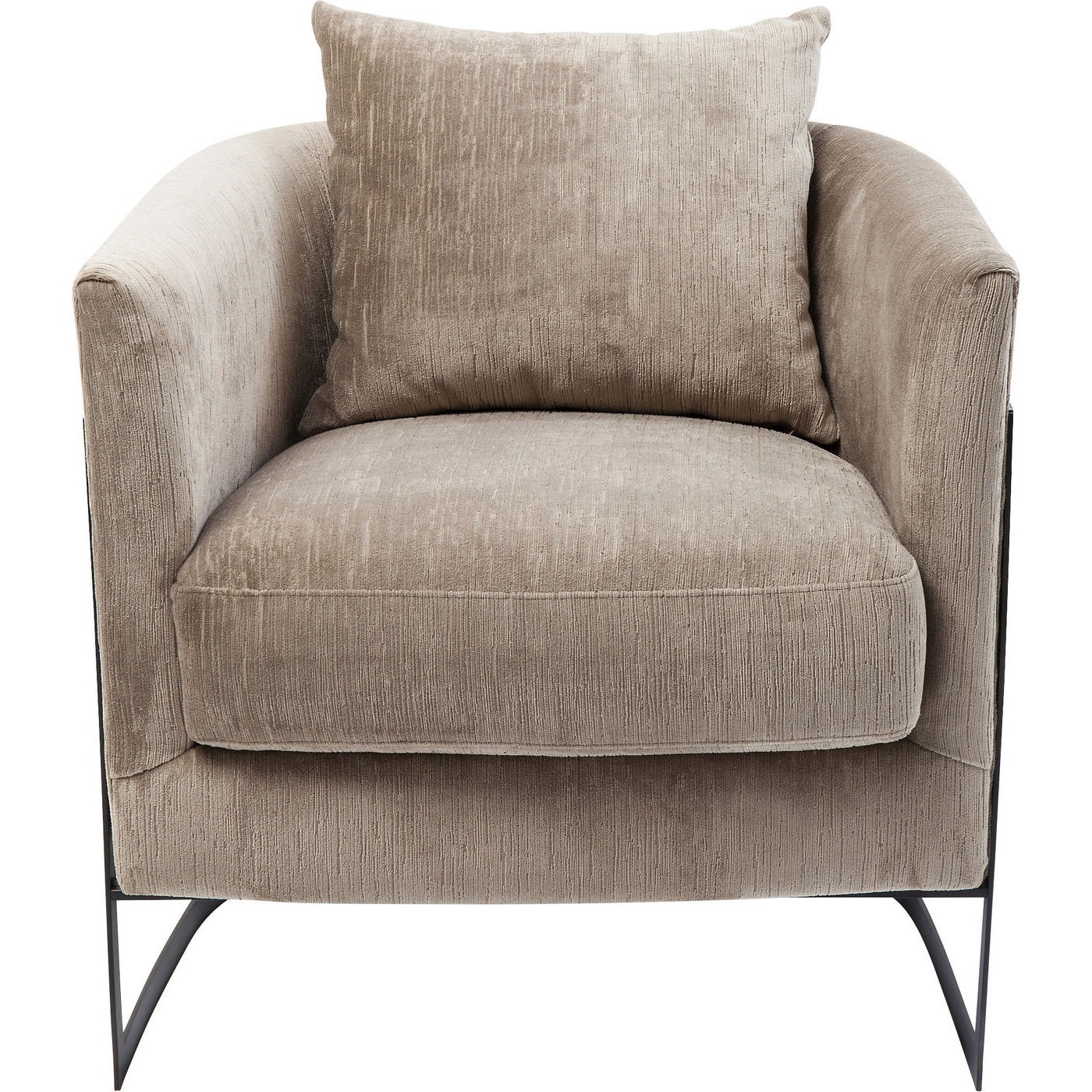 Fauteuil en velours taupe et acier