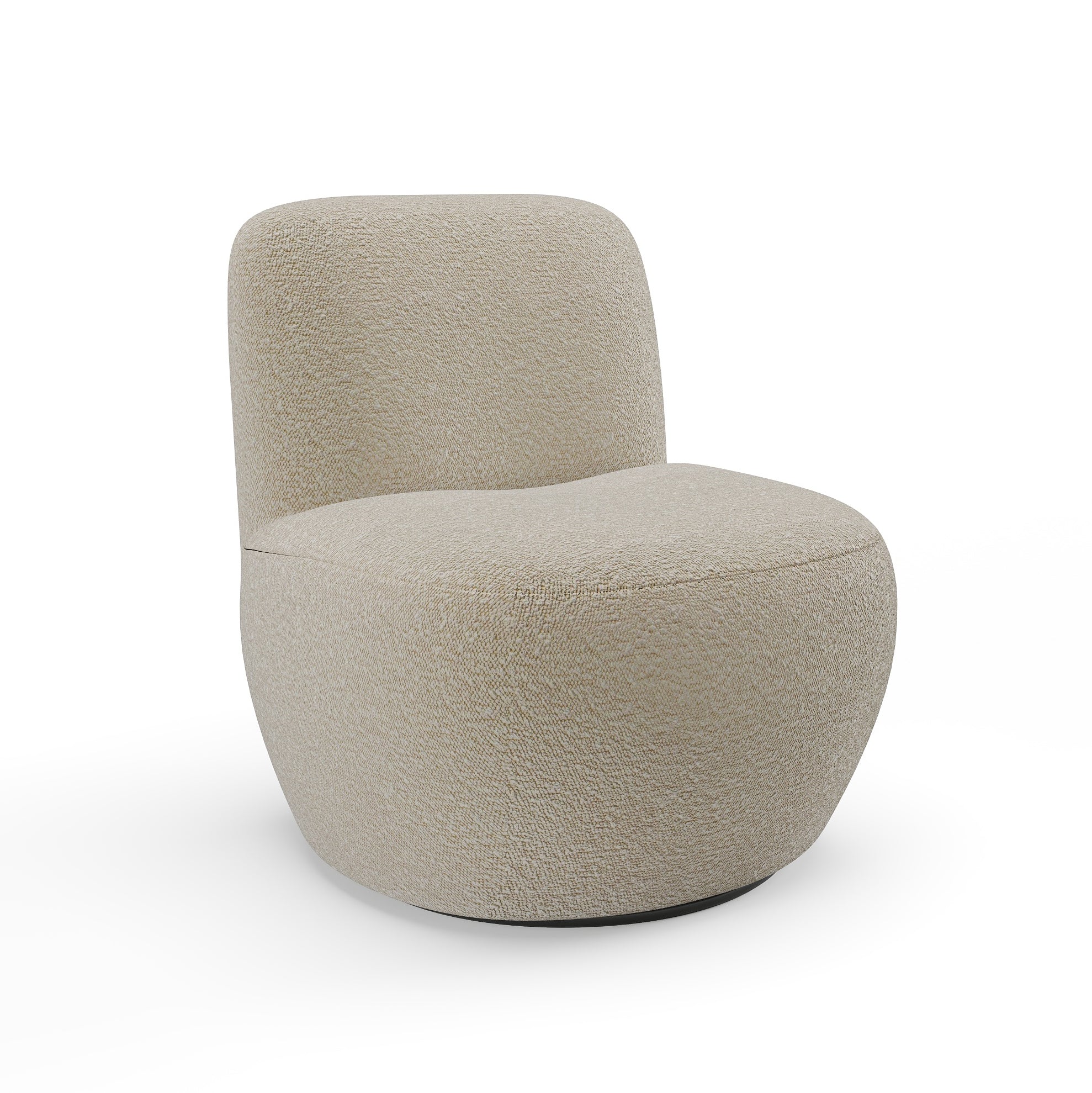 Fauteuil pivotant en tissu bouclette taupe