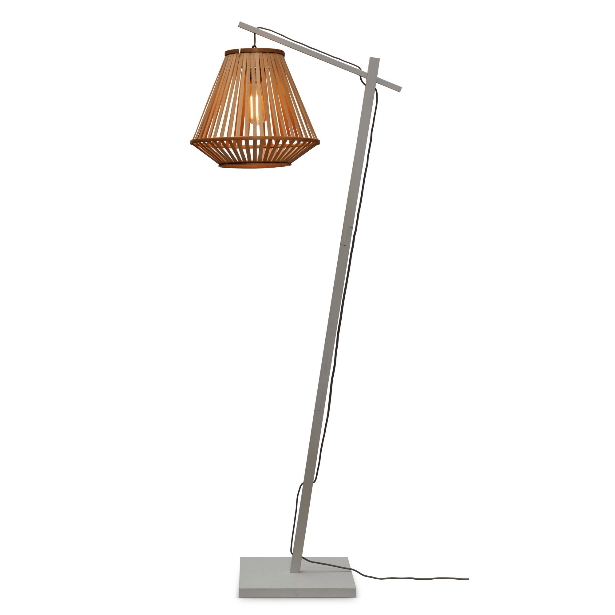 Lampadaire bambou abat-jour bambou blanc/naturel, h. 150cm