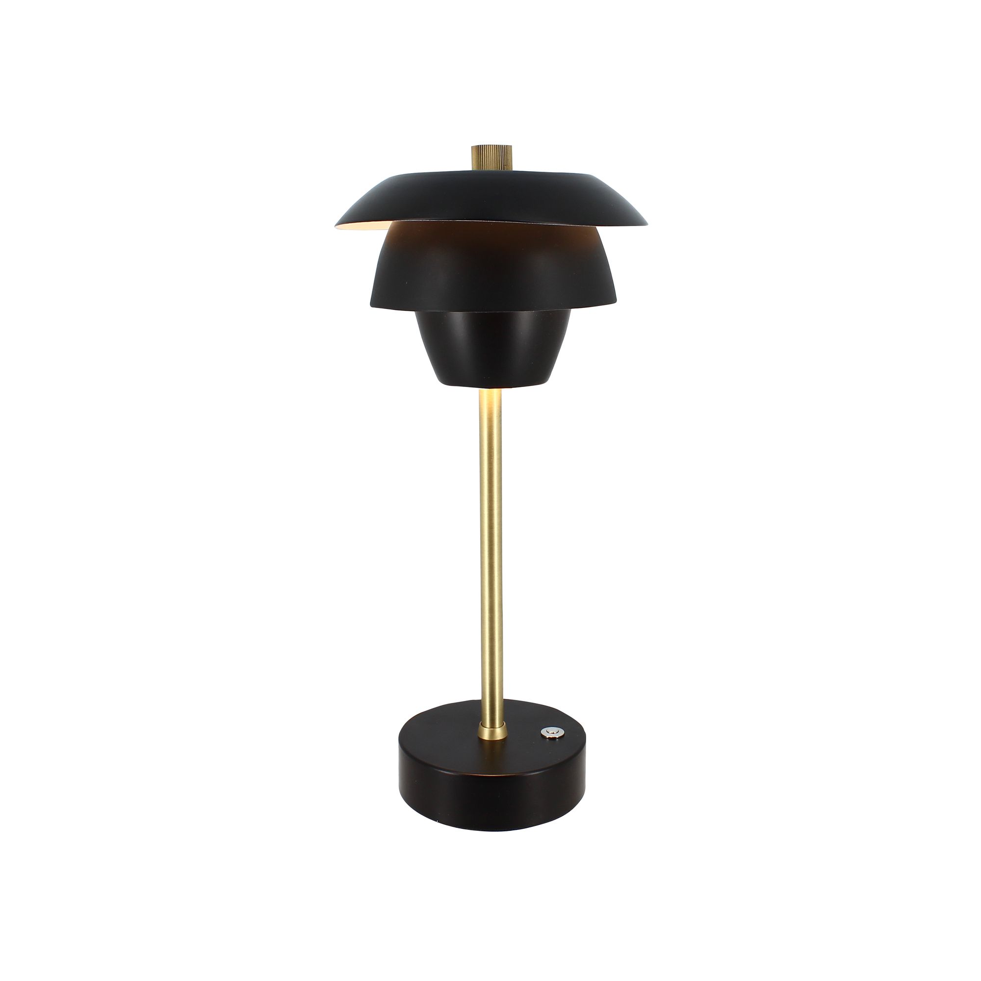Lampe à poser rechargeable en métal noir et doré