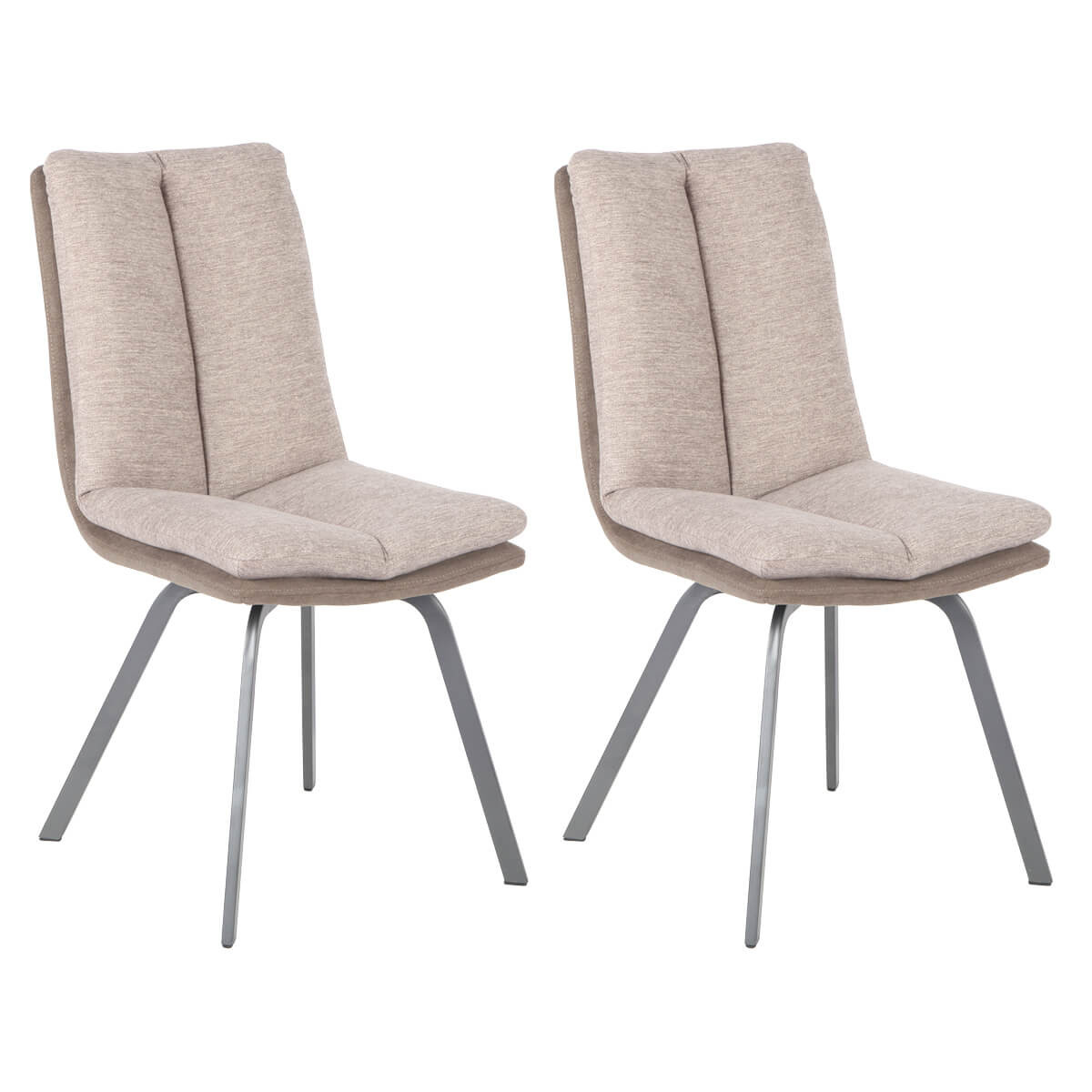 Lot de 2 chaises bi-ton beiges avec sur-coussin