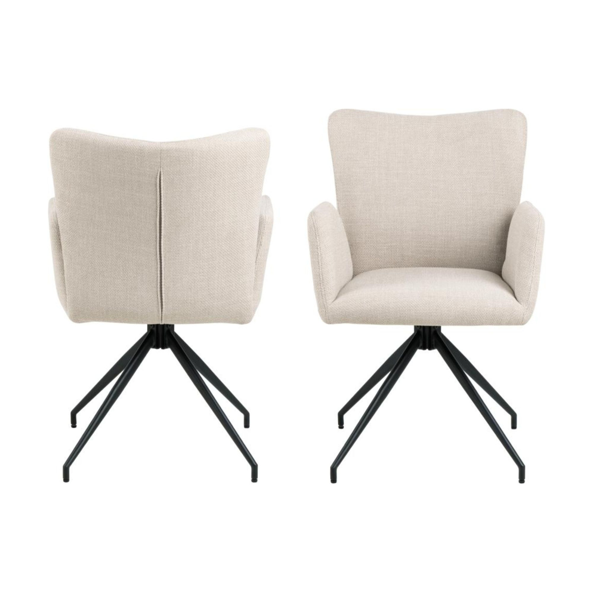 Lot de 2 fauteuil de salle à manger pivotant à accoudoirs en tissu