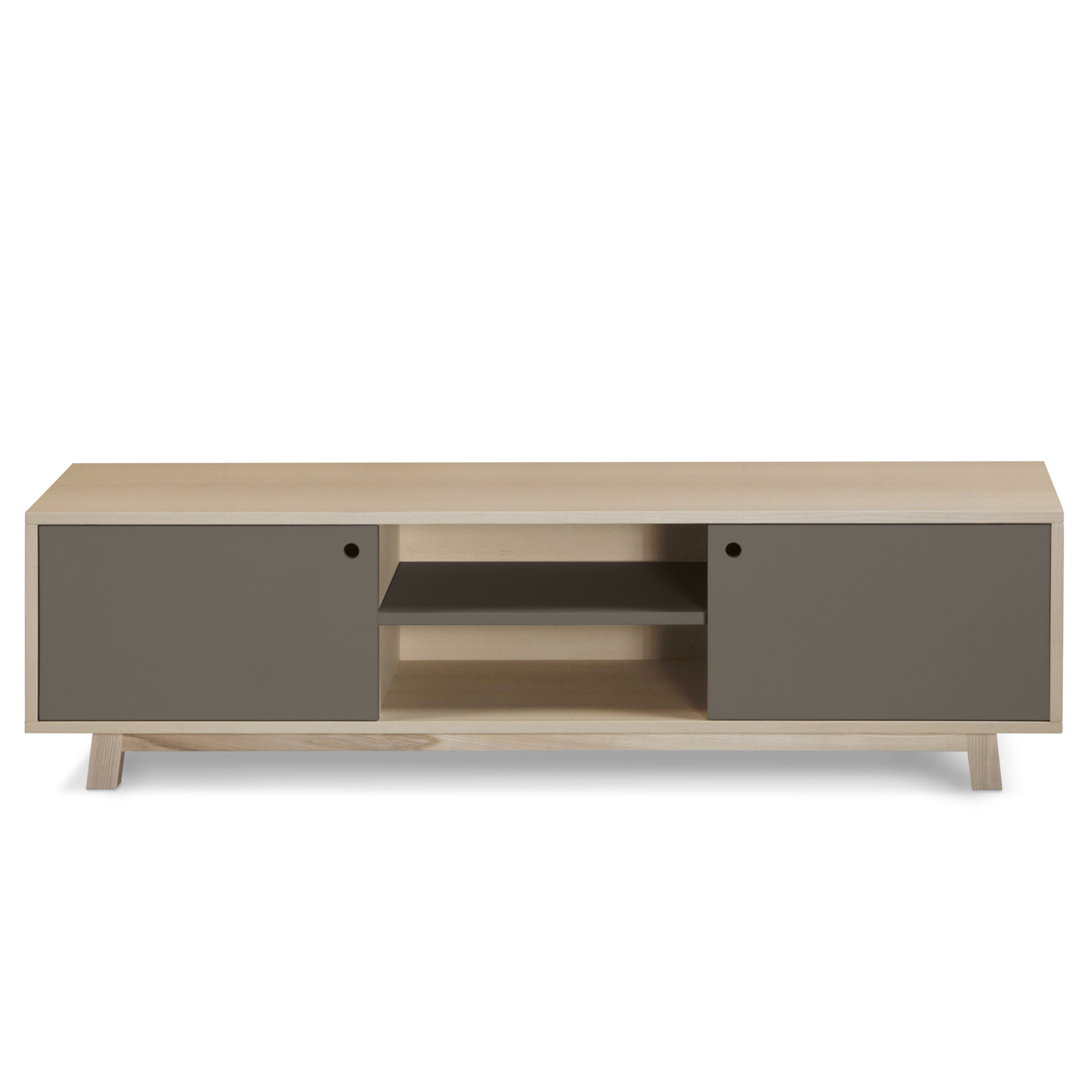 Meuble TV 2 portes coulissantes 120 cm, en frêne