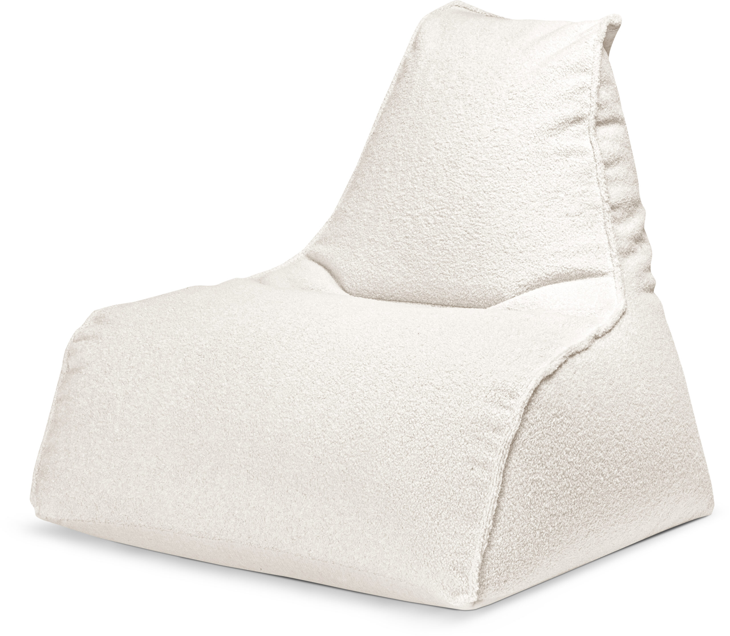 Pouf d&rsquo;intérieur avec dossier fourrure douce beige 70x80x70cm