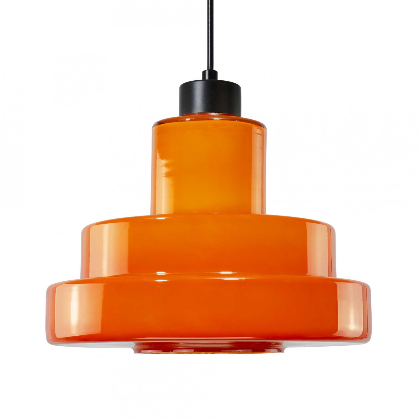 Suspension en verre – équipement coupelle métal orange