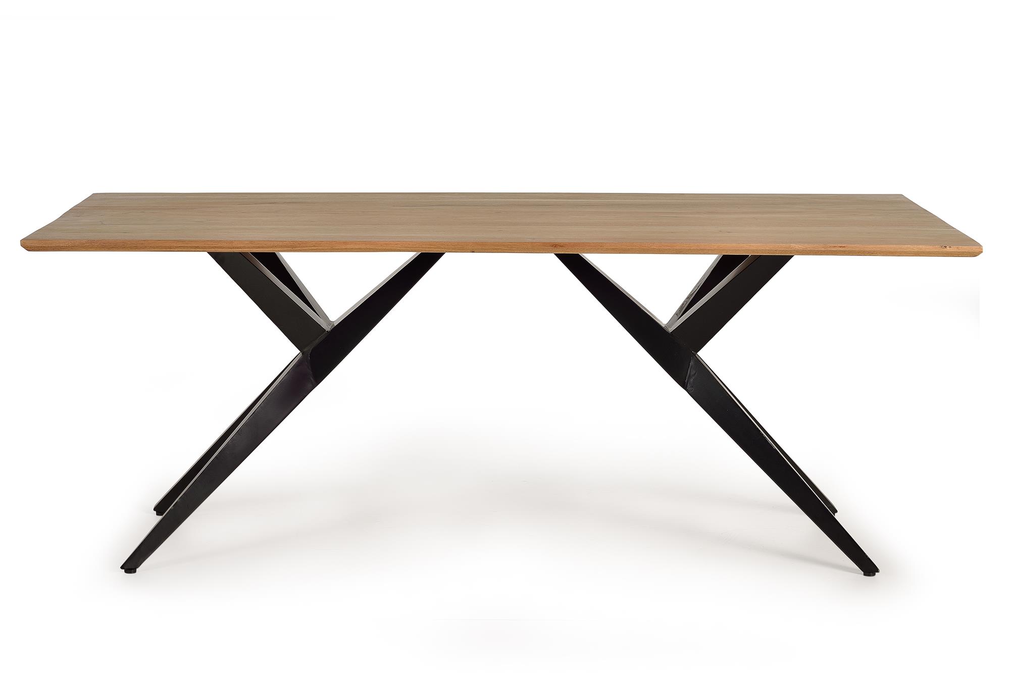 Table à manger en bois d&rsquo;acacia naturel et details en métal
